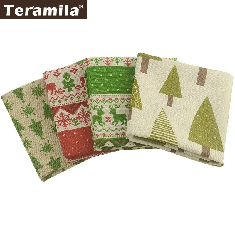 Teramila Merry Christmas Стиль Хлопок Лен Ткань Telas Ankara 4 шт. 45x45 см холст Tissu шитье DIY патчи Подушка занавеска сумка