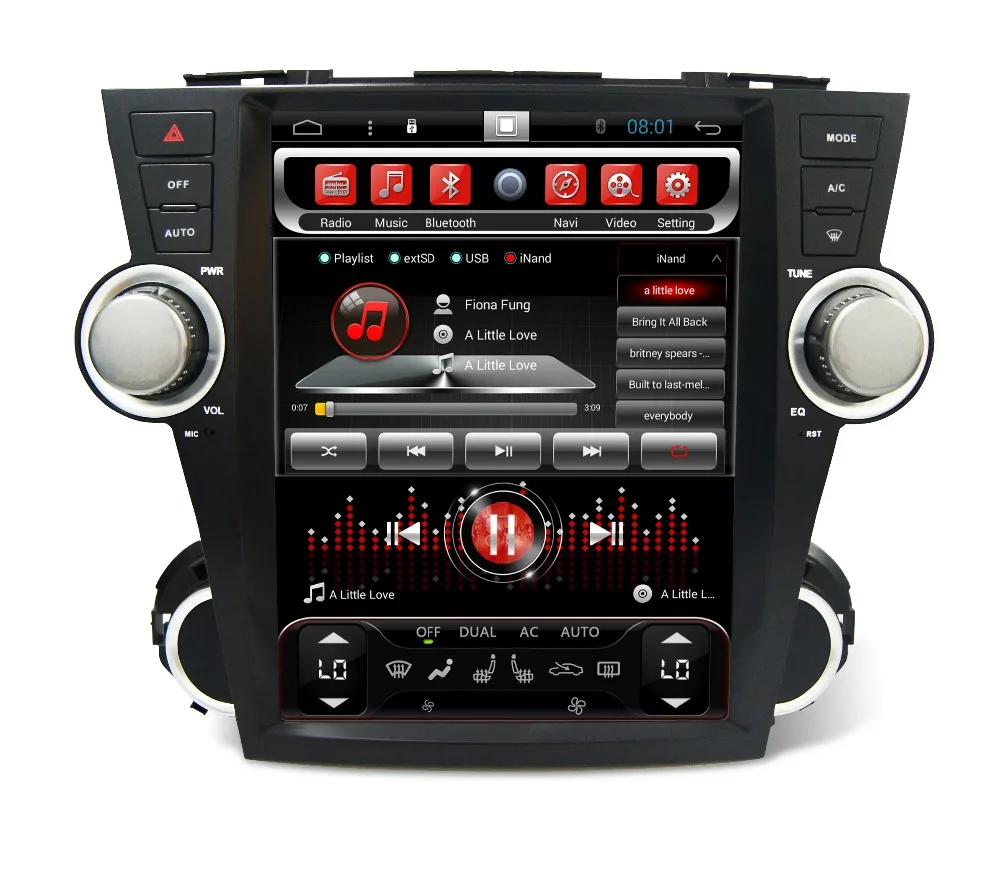 

Navirider android 7.1 radio tape recorder 4-Core 2gb RAM 32gb ROM tesla vertical screen for Toyota Highlander 2008 headunit FM
