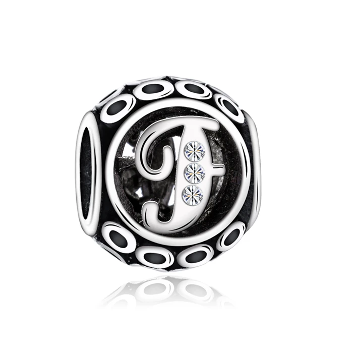 Btuamb Высокое качество Кристалл полый круглый письмо шарм для браслета Pandora браслеты ожерелья для женщин подарок на день рождения DIY ювелирные изделия - Цвет: Style 19