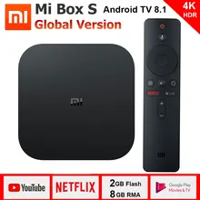 Xiaomi mi Box S 4K tv Box Cortex-A53 четырехъядерный 64 бит Mali-450 1000Mbp Android 8,1 2 ГБ+ 8 Гб HD mi 2,0 2,4G/5,8G WiFi BT4.2