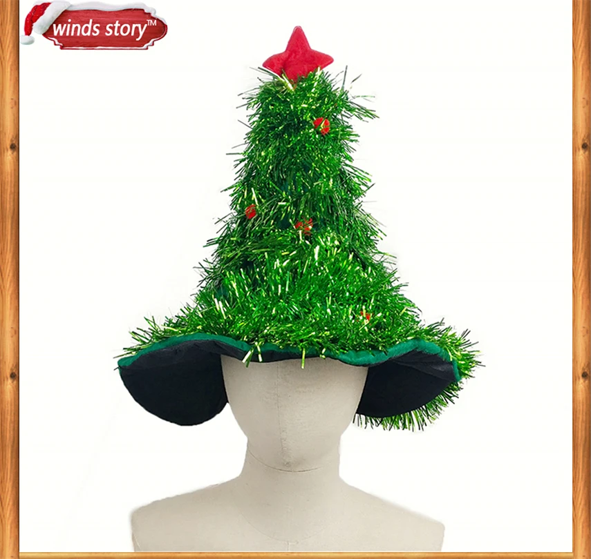 Мишура Рождественская елка шляпа на 1 шт оголовье Дед Мороз для рождества, рождественской вечеринки нарядное платье в стиле Санты шапка-скафандр праздничные украшения Головные уборы