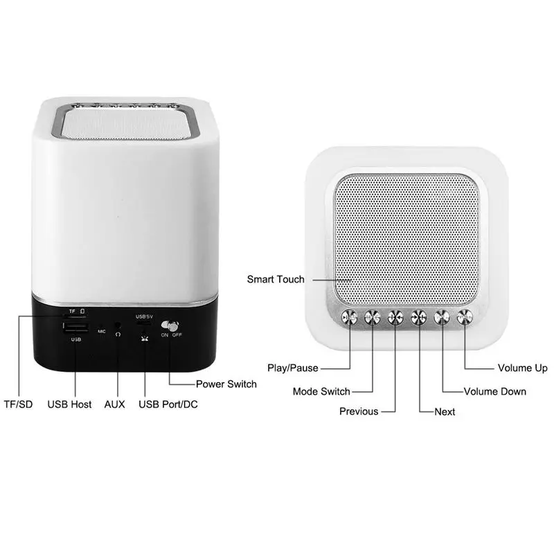  Touch-Control Bedside Lamp with Wireless Bluetooth Speaker Table Alarm Clock Bluetooth with Changin