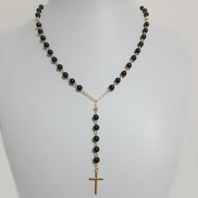 Amazon.com: Catholic Black Rosary Black Beads Prayer Rosaries Necklace with  Jesus Crucifix, Rosary Beads Catholic Gifts: Clothing, Shoes & Jewelry