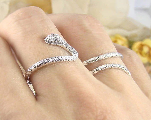 Anillo de para mujer, envoltura de dos dedos con cristal plateado, chapado en rodio, tamaño ajustable, Halloween 12Pcs/lote|finger ring bottle bindrings for baby slings - AliExpress