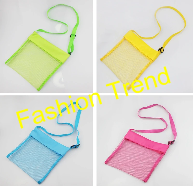 

20pcs/lot drop shipping Children toy storage bag 5 colors beach mesh bag baby Sand away carry children beach seashell bag