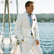 Белый льняной Блейзер сделанный на заказ льняной костюм, острый вид индивидуальный пошив для жениха костюм bespoke мужские льняные костюмы для свадьбы смокинги для мужчин