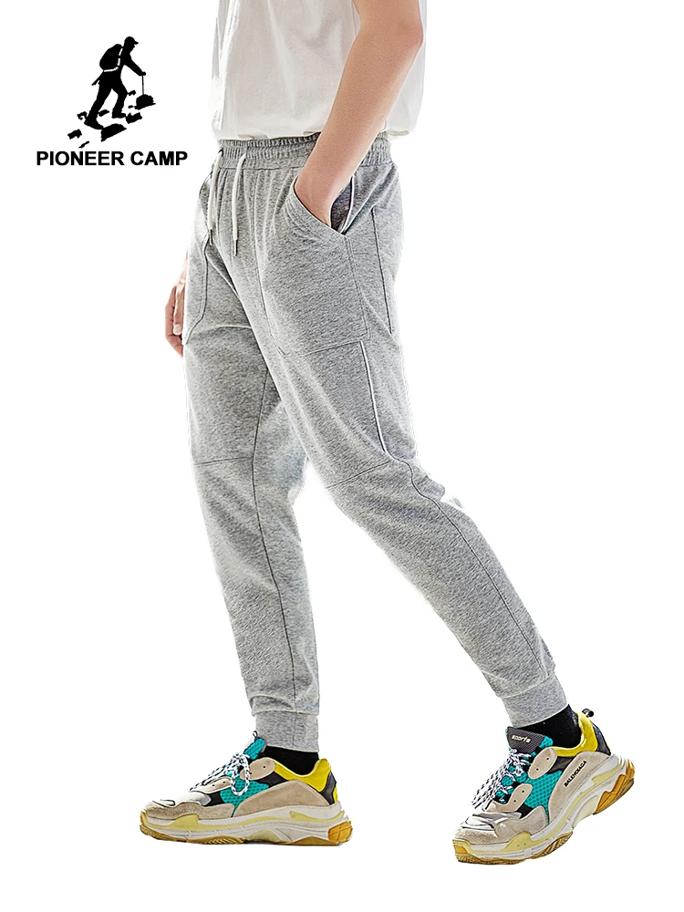 Pioneer camp новые весенние спортивные штаны Мужская брендовая одежда простые мягкие брюки мужские качественные треники из хлопка Черные Серые AZZ901006