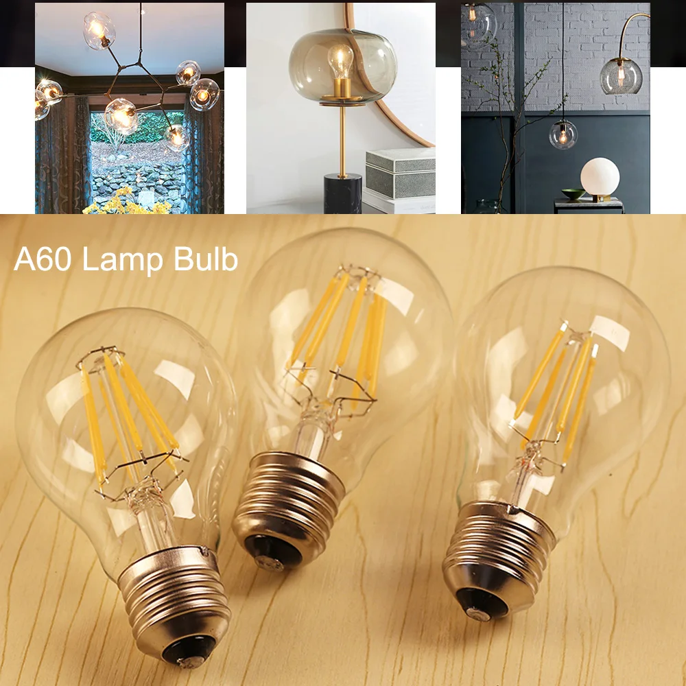 E27E26 Ретро A60 светодиодный колбы лампы накаливания 2 W/4 W/6 W/8 W Edison Винтаж ампулы света 110 V/220 V Замена лампы накаливания люстра