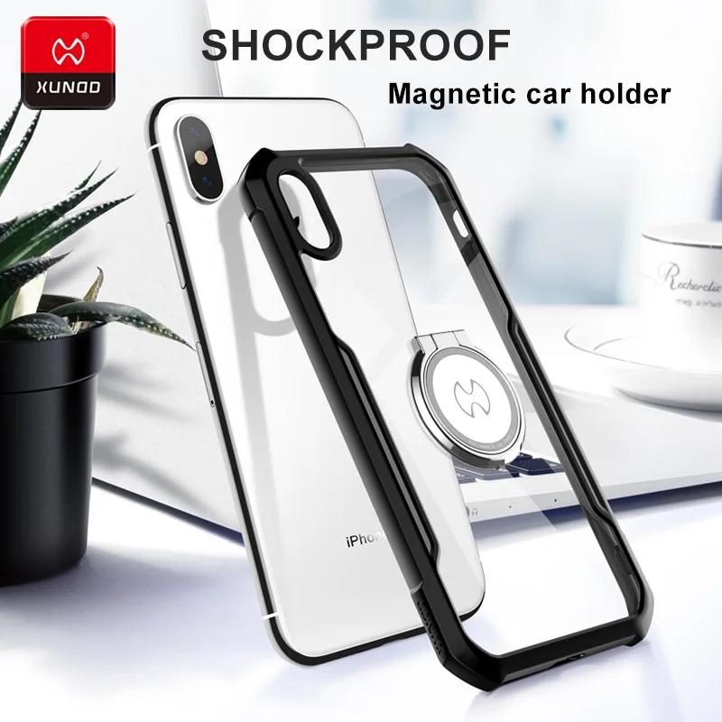 Luxury Transparent Case For iPhone X Xs Max XR Phone With Airbags Shockproof Cases Magnetic car holder New 11 Pro |