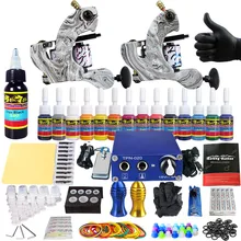 Набор для тату, для вкладышей и шейдеров, зажим, шнур, 2 пушки, Новое поступление, набор, светильник, для занятий спортом, для кожи, 14 цветов, чернила, TK203-3