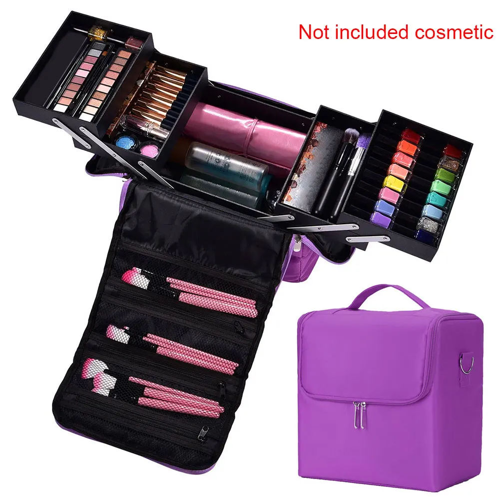Kaufen Nylon Professionelle Multilayer Eitelkeit Fall Nail art Tragbare Kosmetik Große Kapazität Schmuck Makeup Tasche Lagerung Box Organizer
