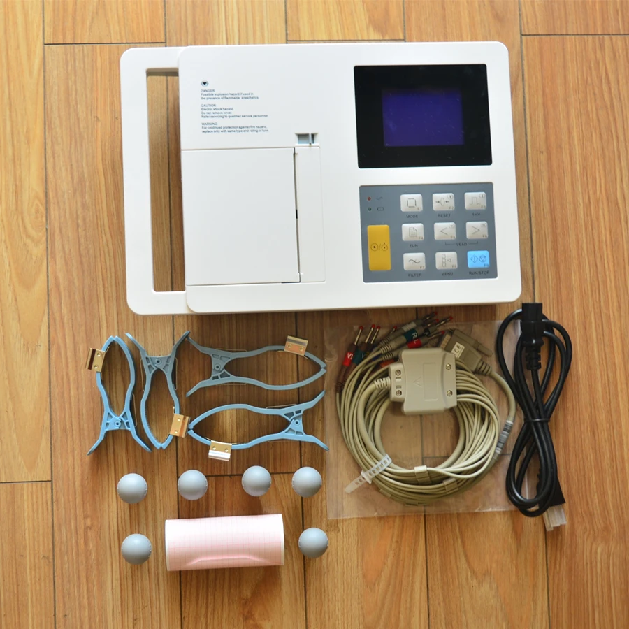 

Free shipping 6 channel 3.8in ecg ekg 12 Leads ECG Machine with english manual