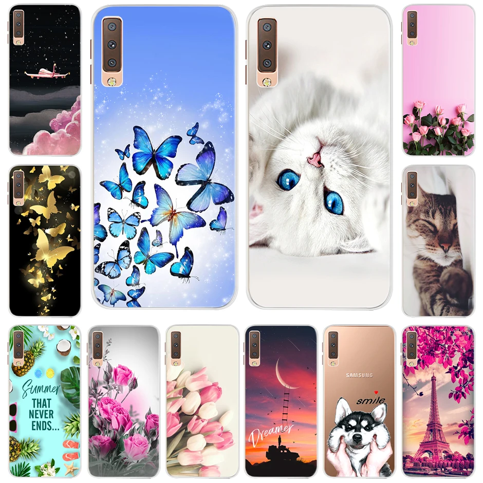Custodia Morbida In Tpu Per Samsung Galaxy A7 2018 Custodia In Silicone Capa Samsung A7 2018 A750 A750F Cover Per Samsung Galaxy A7 2018 Custodia Cat