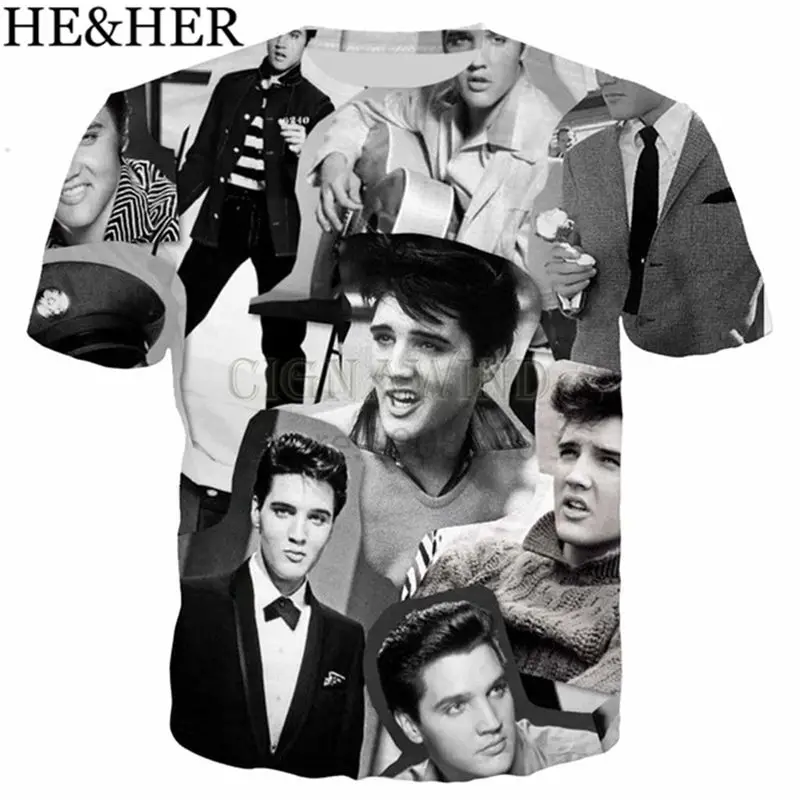 Новая популярная мужская футболка ELVIS Presley с 3D принтом King of Rock модная крутая