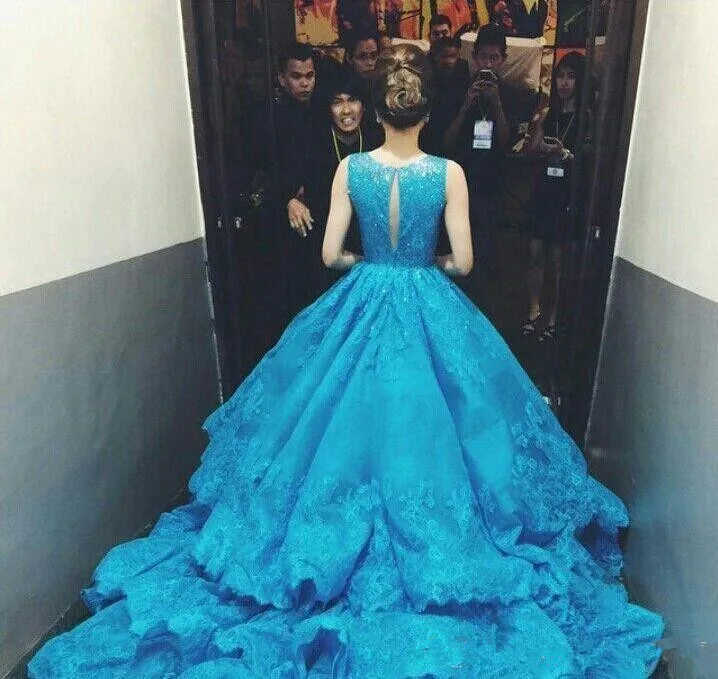 New Designer royal blue Ball Gown 