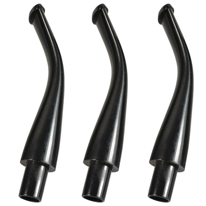 3pcs Ebonite Vulcanizates Mouthpieces Stem for Tobacco Smoking Pipe Black 2