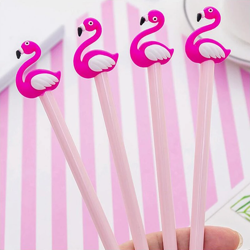 

Kawaii Flamingos Shell Gel Pen DIY Office Stationery and School Supplies Smooth Writing Black and Blue Ink 0.38mm Pen 1PCS