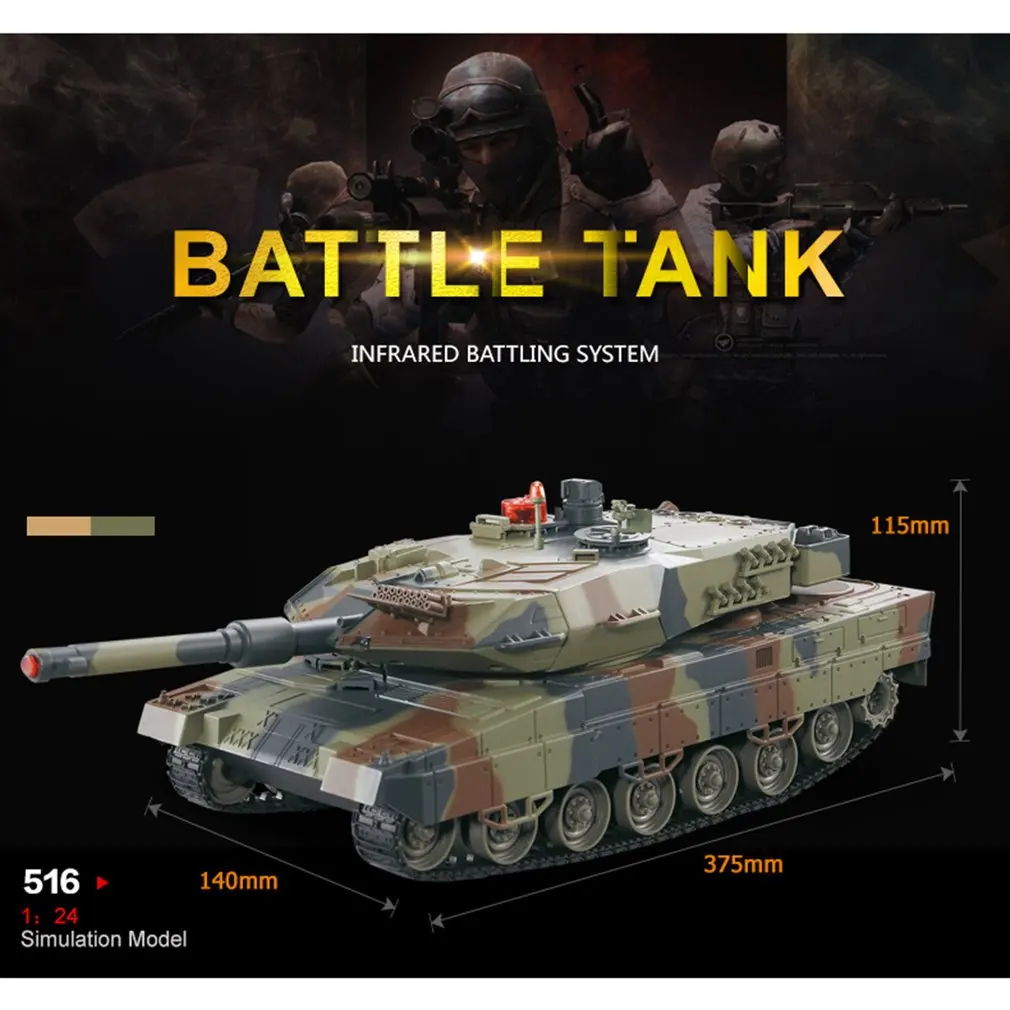 Remote Control 1/24 RC Tank Crawler Toys Simulation Infrared RC Battle Tank Toy Best Birthday Gifts for Kids Boys