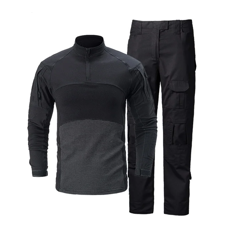 Camouflage Military Army Tactical Uniform Set Multicam Black Combat Shirt BDU Pants Men Hunting Clo