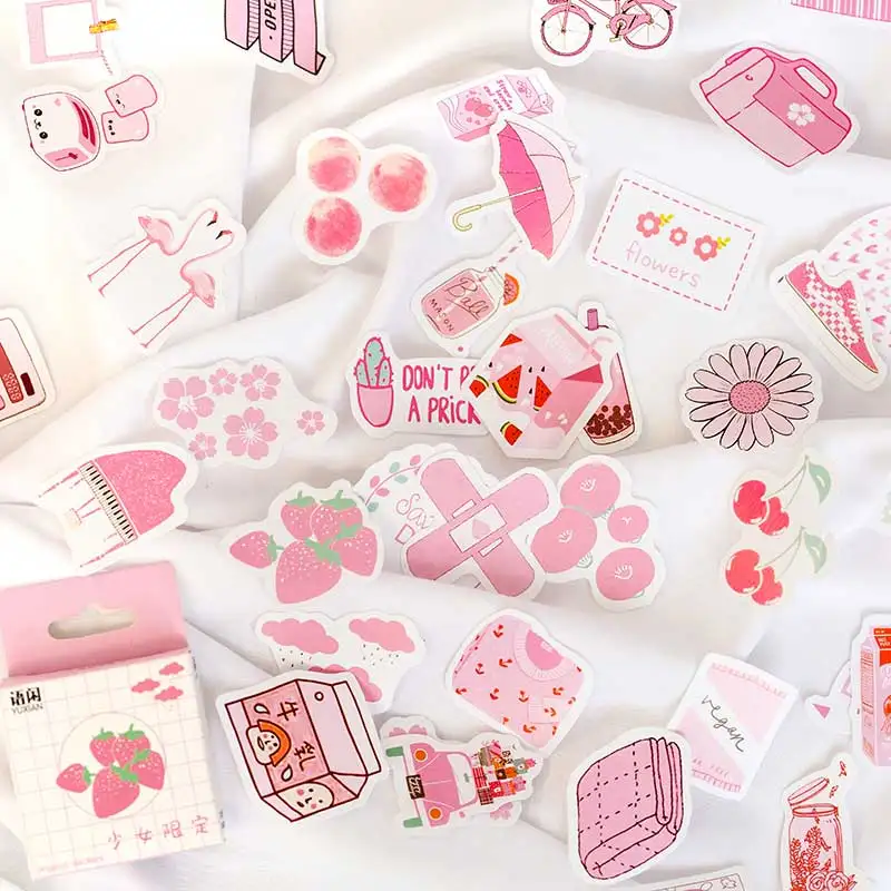 50 Pcss/box Summer Plant Lactic Milk Drink Stickers Paper Adhesive Sticker Scrapbooking Decoration Diary Photos Album Stationery
