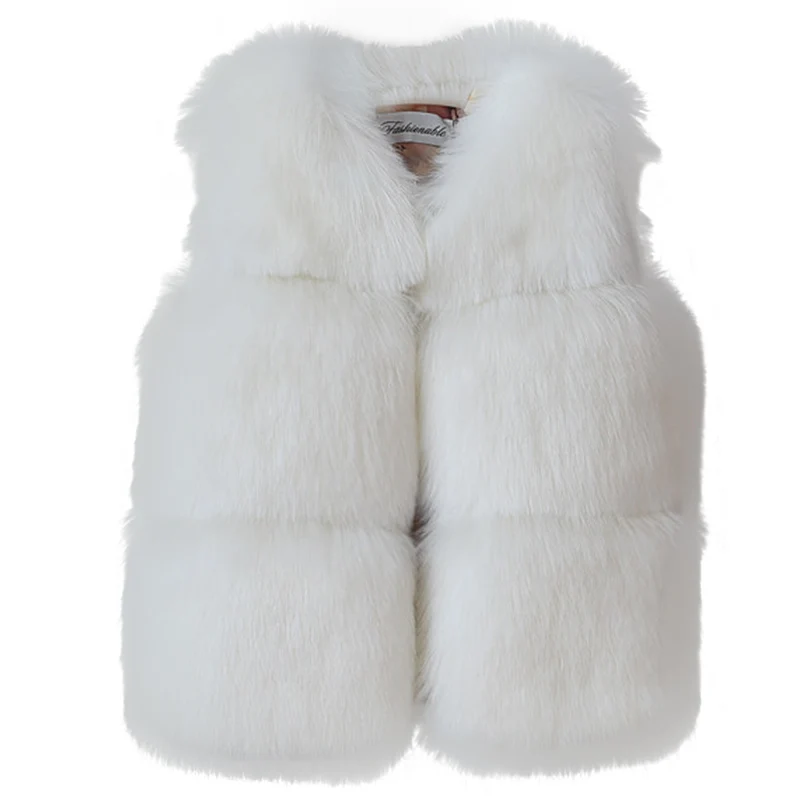 Коллекция года, осенне-зимний жилет для малышей Детское пальто из искусственного меха с заячьими ушками для девочек детская одежда из искусственного меха пальто с мехом - Цвет: white