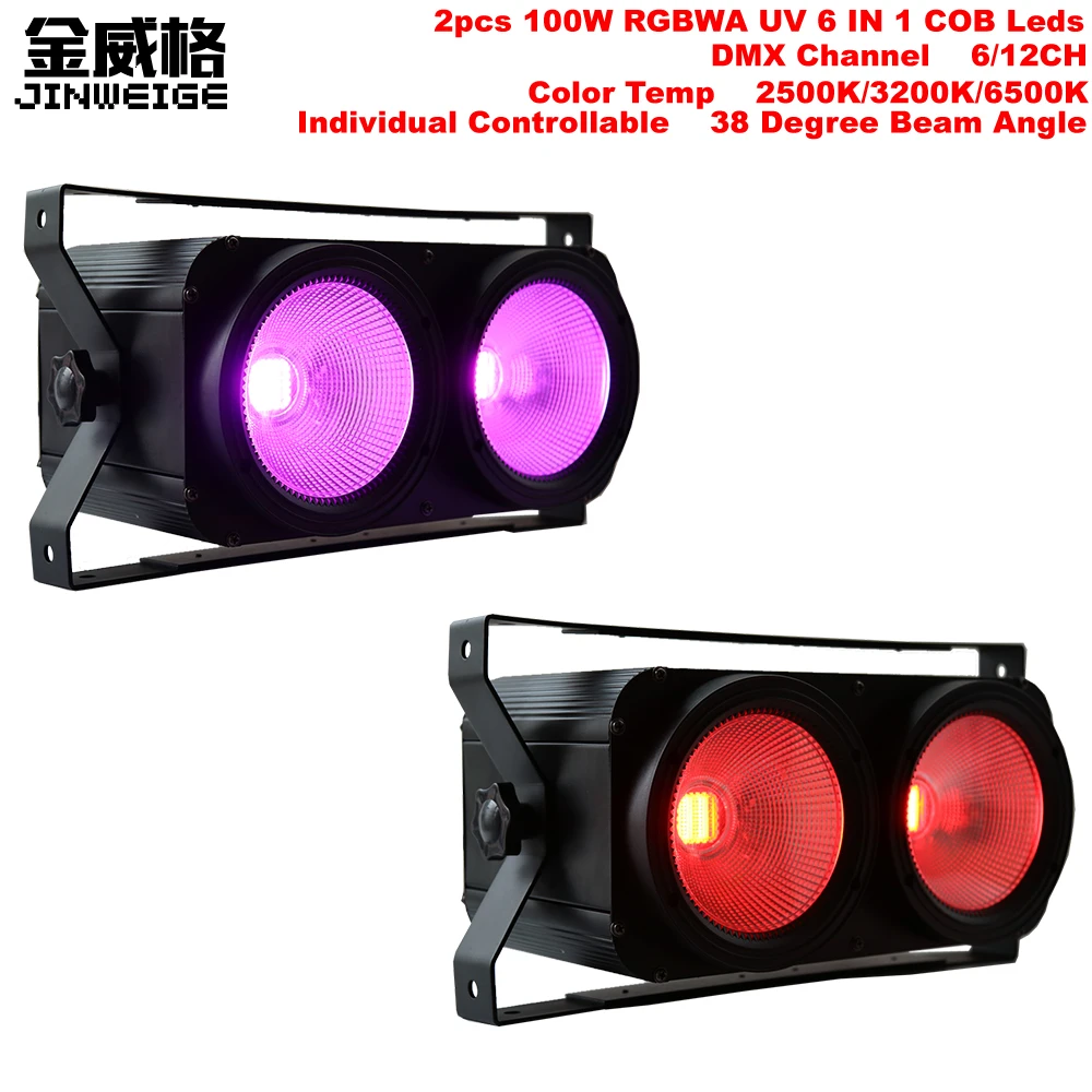 Бесплатная доставка 2 шт./лот Профессиональный 2x100 Вт RGBWA UV 6 в 1 COB Blinder Eyes