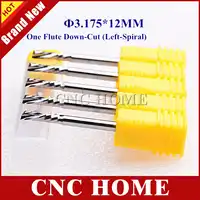 10 個 3.175 × 12 ミリメートル 1 フルートダウンカッター、左螺旋超硬フライス工具ビット切削溝入れ木材、プラスチックボード、 PVC