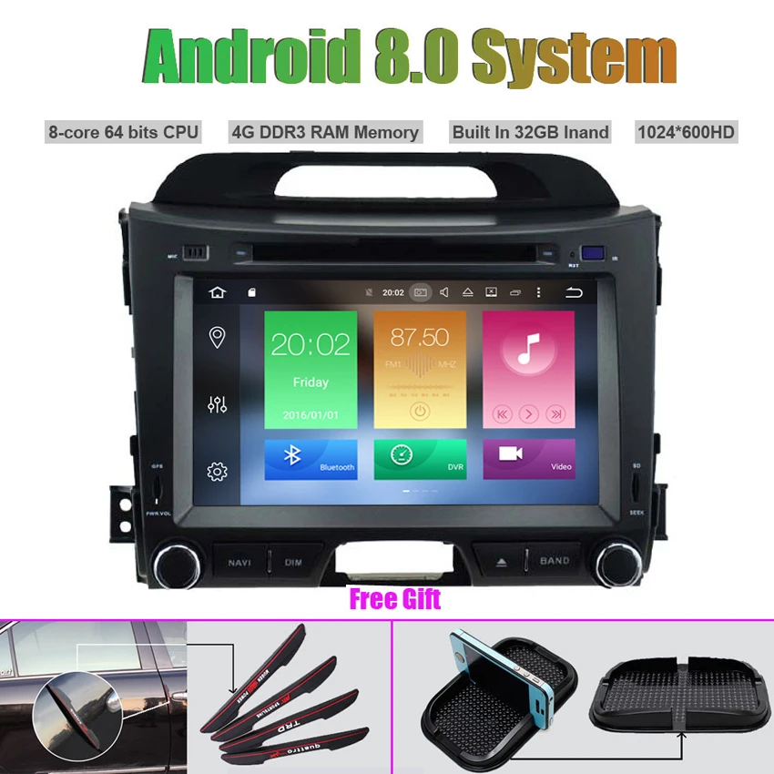 Excellent Octa-Core Android 8.0 CAR DVD Player for KIA SPORTAGE 2010-2014 Auto RADIO STEREO GPS navigation 0