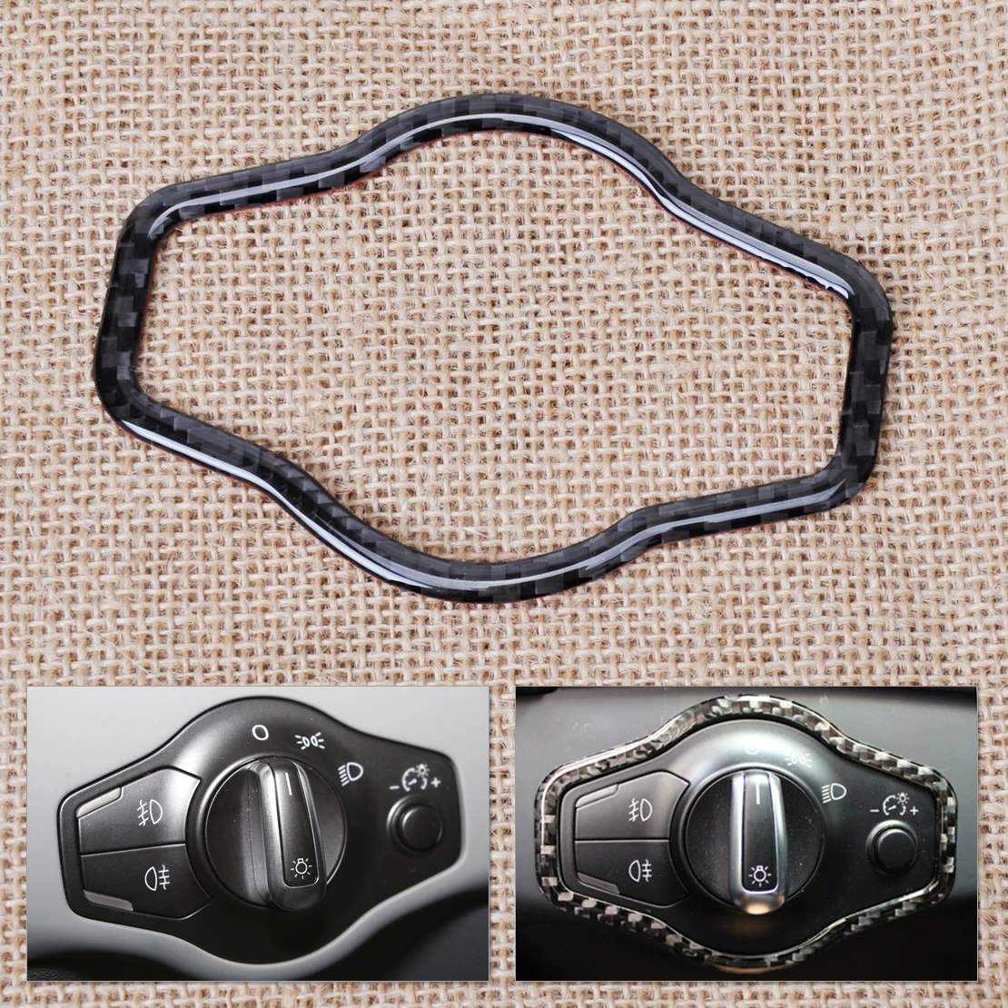 

beler Carbon Black Fiber Headlight Button Decorative Cover Trim For Audi A4 A5 Q5 2007 2008 2009 2010 2011 2012 2013 2014 2015