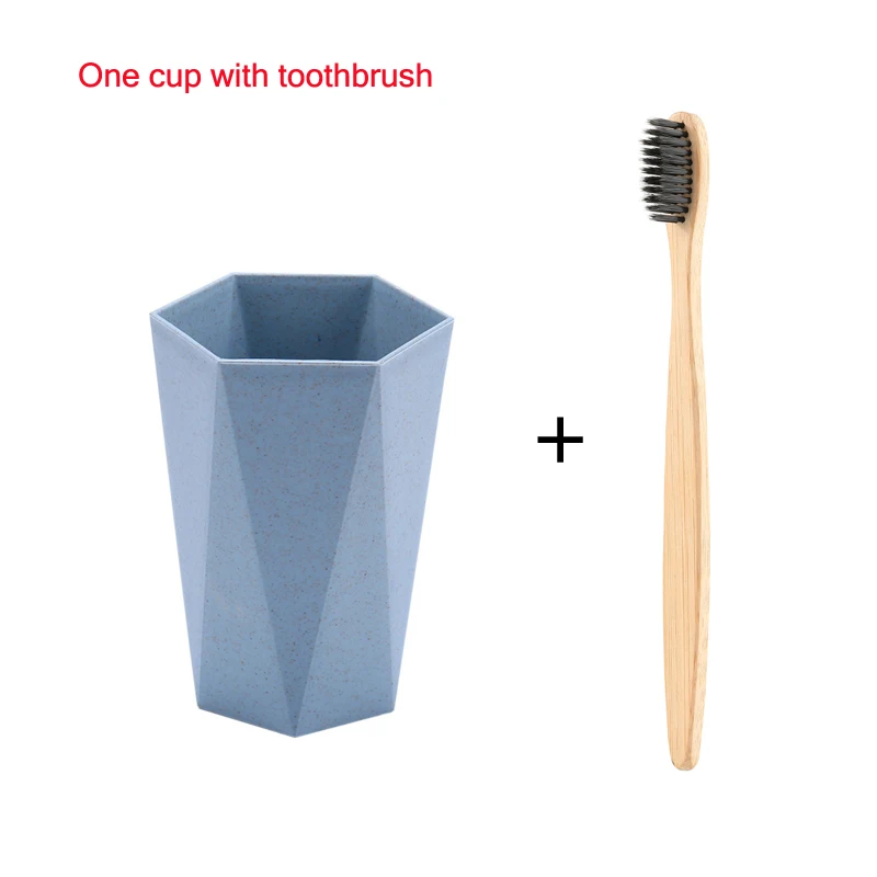 

1Pc Hot Sale Adult Eco-friendly Bamboo Handle charcoal Toothbrush /Plastic Wheat Straw High quality Drinking or Wash Gargle Cup