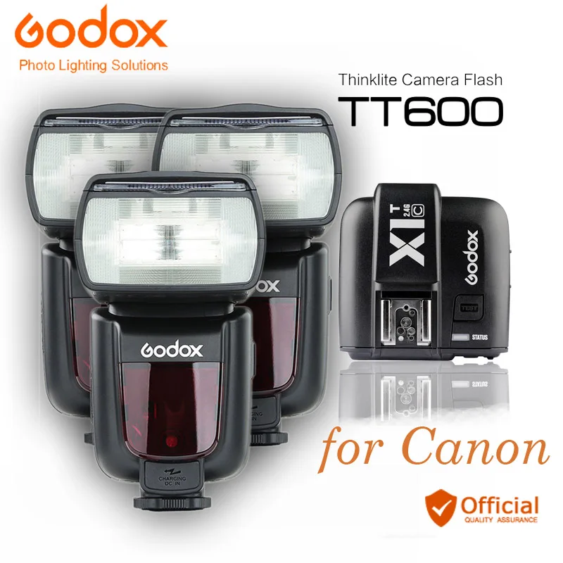 3*godox Tt600 2.4g Wireless Camera Flashes Speedlites X1tc Transmitter