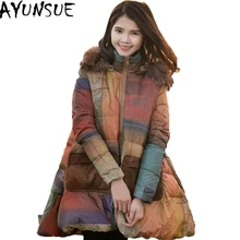 AYUNSUE зимнее теплое пальто плюс размер 90% утиный пуховик женский плащ трапециевидной формы с капюшоном Abrigos одежда женская LX1116