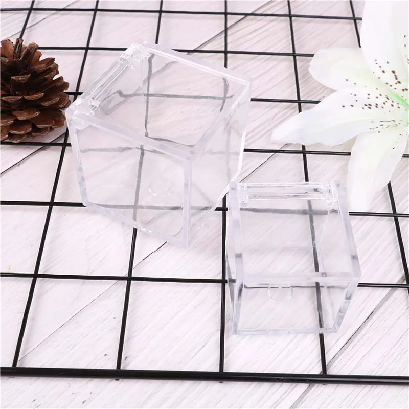 Шт. 1 шт. свадебные коробка конфет пластик прозрачной подарочной коробке Прозрачный может открыть коробки для конфет Baby Shower пользу свадебные сувениры квадратный