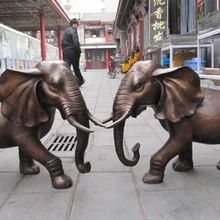 Xd 003282 2" Китайский классический Бронзовый Лаки мир благоприятный Два Слона скульптуры Пара