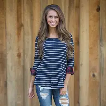 Бренд NFIVE, новинка весны, полосатая мозаичная футболка с рукавом в семь точек, модная рубашка, мешковатые рубашки