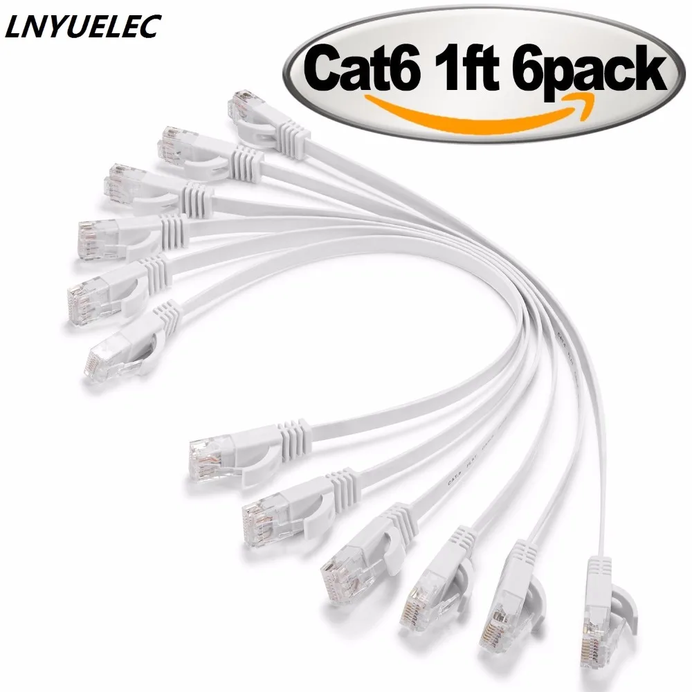 6PacK Flat Network Cable Cat6 Computer Cable short Cat6