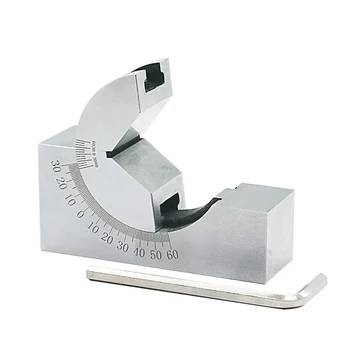 

1Set Adjustable Steel Angle V Block Gauge 0 to 60 Degree Micro Angle Gauges with Wrench For Drilling Machine