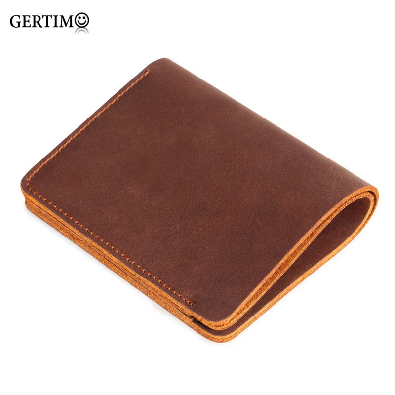 

2019 Retro Men Purse For Men Genuine Leather Men's Wallets Casual Male Wallet Card Holder Cowskin Brown Small Purses