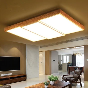 

Nordic Modern Simple Solid Wood Ceiling Lamp Rectangular LED Living Room Lamp Creative Study Lamp Free Shipping
