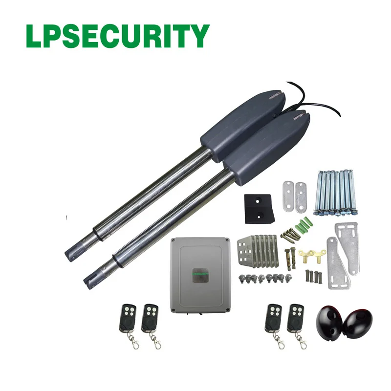 LPSECURITY 300kg per leaf 4 remote controls electric automatic swing gate opener operator linear