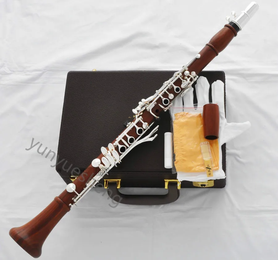 

Professional Rose Wooden Clarinet Silver 19 Key Boom System With case