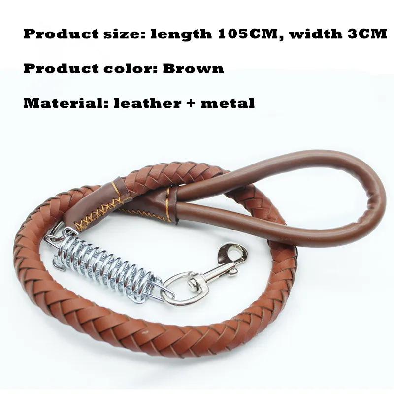 Ortilerri Top Quality Leather Traction Rope Pet Genuine Leather Large