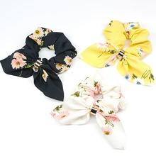 Модные аксессуары для волос, женские резинки для волос с цветами, банты для волос, конский хвост, повязка для волос, яркие цвета, бант, резинки для волос для девочек