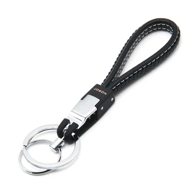 Jobon высококачественный автомобильный брелок для ключей для женщин и мужчин на заказ брелок для ключей с надписью кожаный брелок для ключей держатель сумка Подвеска Украшения Подарки для мужчин - Цвет: Black-BlackSilver