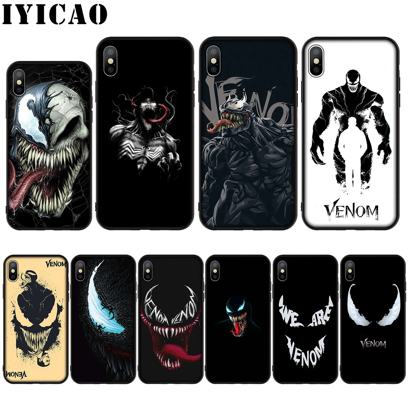 IYICAO Venom Simple Silicone Soft Case for iPhone XR X XS Max 8 7 6 6S Plus 5 5S SE Cover |