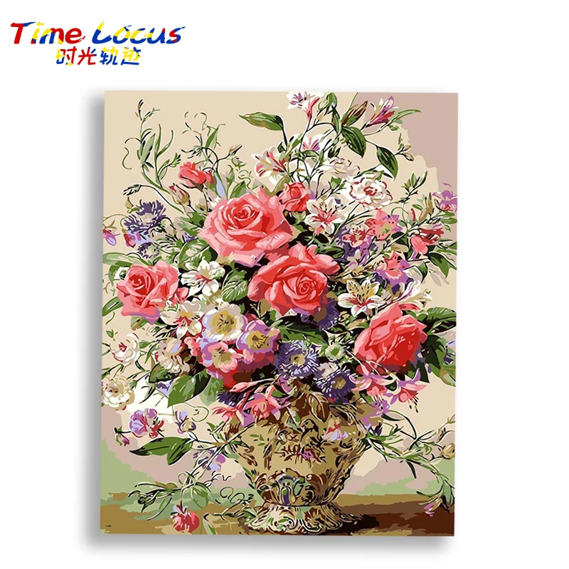 

Frame Red Rose Flowers Diy Digital Painting By Number Acrylic Picture Modern Wall Art Hand Painted Oil Painting For Home