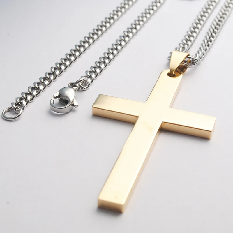 Ожерелье с подвеской в виде креста из титановой стали для мужчин и женщин, минималистичное ювелирное изделие для мужчин и женщин, колье-чокер с 60 см кубинской цепочкой