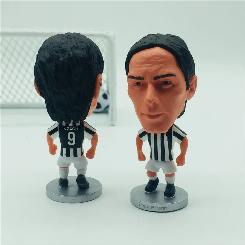 

Soccerwe Soccer Doll 2.55 Inches 9# Inzaghi Figurine White Black Kit
