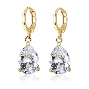 

MGFam Drop Water Earrings For Women Gold color 18 K AAA+ CZ Europe Fashion Classic Style
