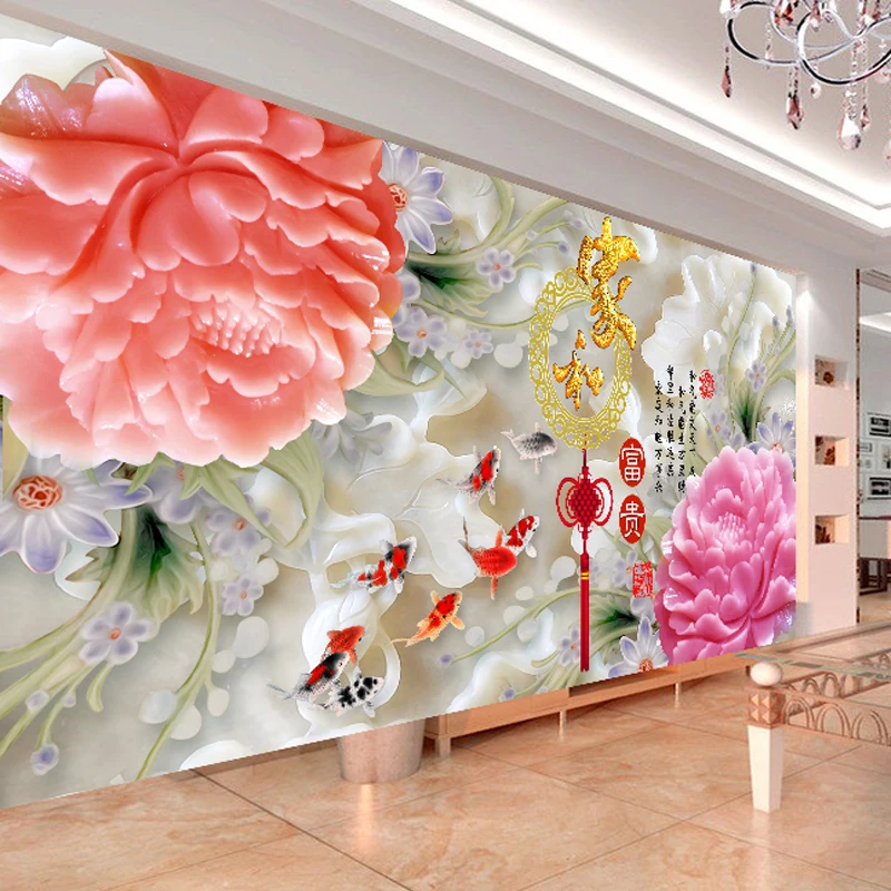 

The New Diamond Embroidery Living Room painting 5d Diamond Painting cross stitch Nine Fish and peony Diamond mosaic